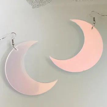 

Exaggerated Cool Punk Big Half Moon Acrylic Drop Earrings for Female Fashion Transparent Moon Shape Dangle Earrings Jewerly 2019