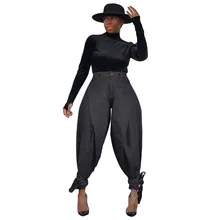 Новые популярные джинсовые штаны-шаровары для женщин, высокая талия, на шнуровке, длинные джинсы, высокая уличная мода, стильные женские свободные джинсы DHY5114