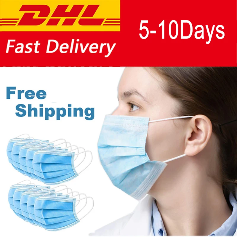 

Medical Face Mask 100 Pcs Surgical Medical Anti-virus Respirator Disposable Mouth Masks for Face 3 Layer Masks Free DHL Shipping