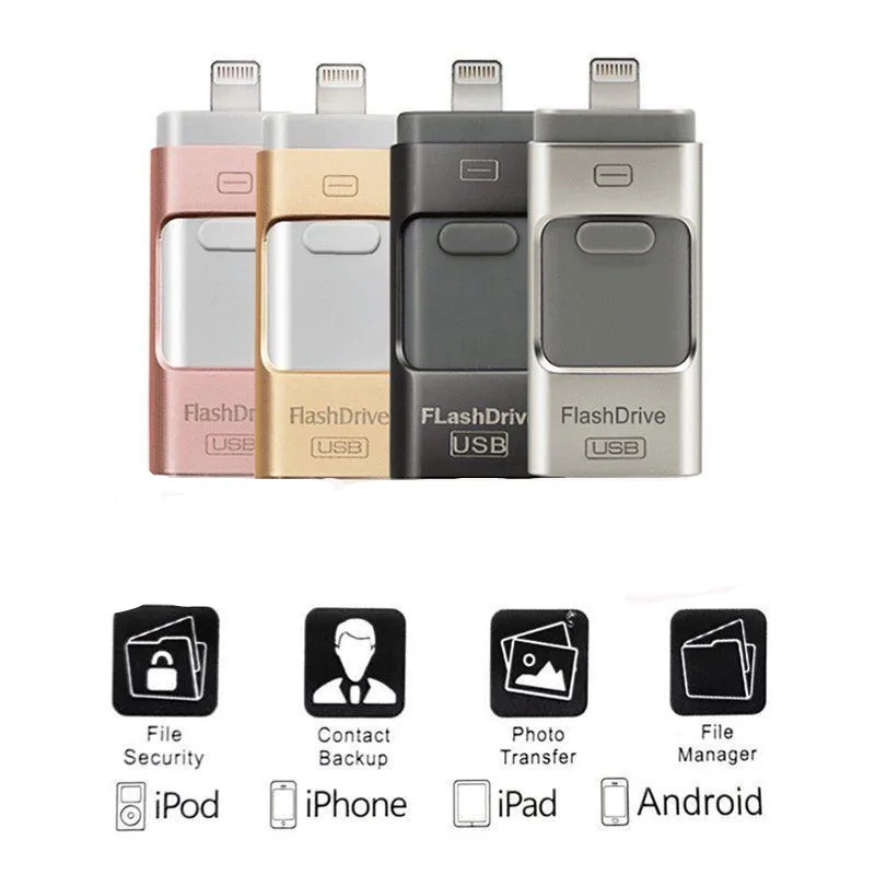 USB флеш-накопитель для iPhone 7, 6s, 6 Plus, 5 S, iPad, OTG флеш-накопитель, 64 ГБ, 128 ГБ, 256 ГБ, флеш-накопитель, HD внешний накопитель, карта памяти, USB 3,0
