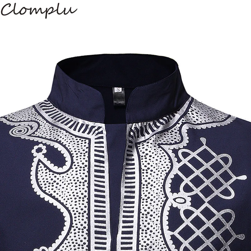 Clomplu африканская мода Дашики Мужская африканская одежда Повседневная с длинным рукавом принт традиционная осень черный красный темно-синий