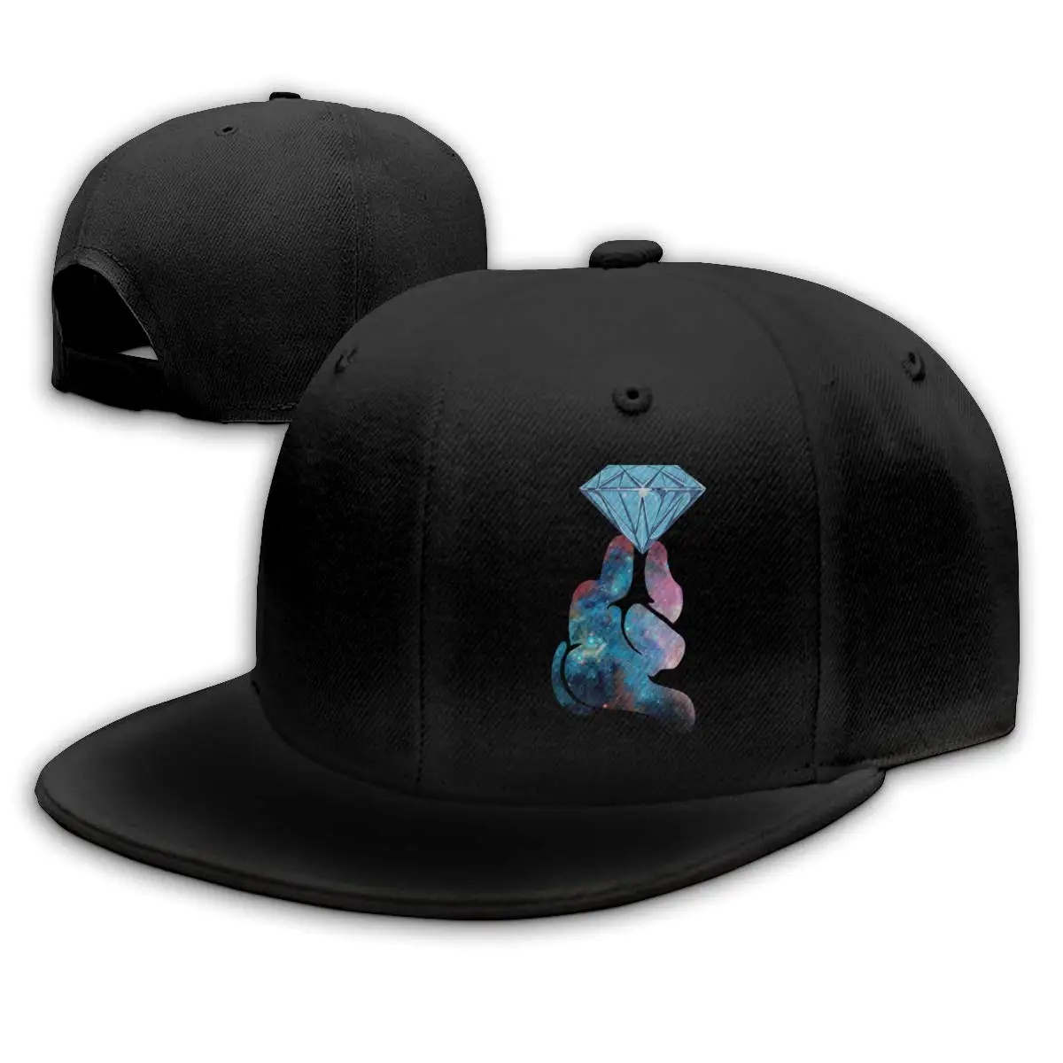 Diamond Hand Galaxy Adjustable Flat Bill Baseball Caps Men Black |