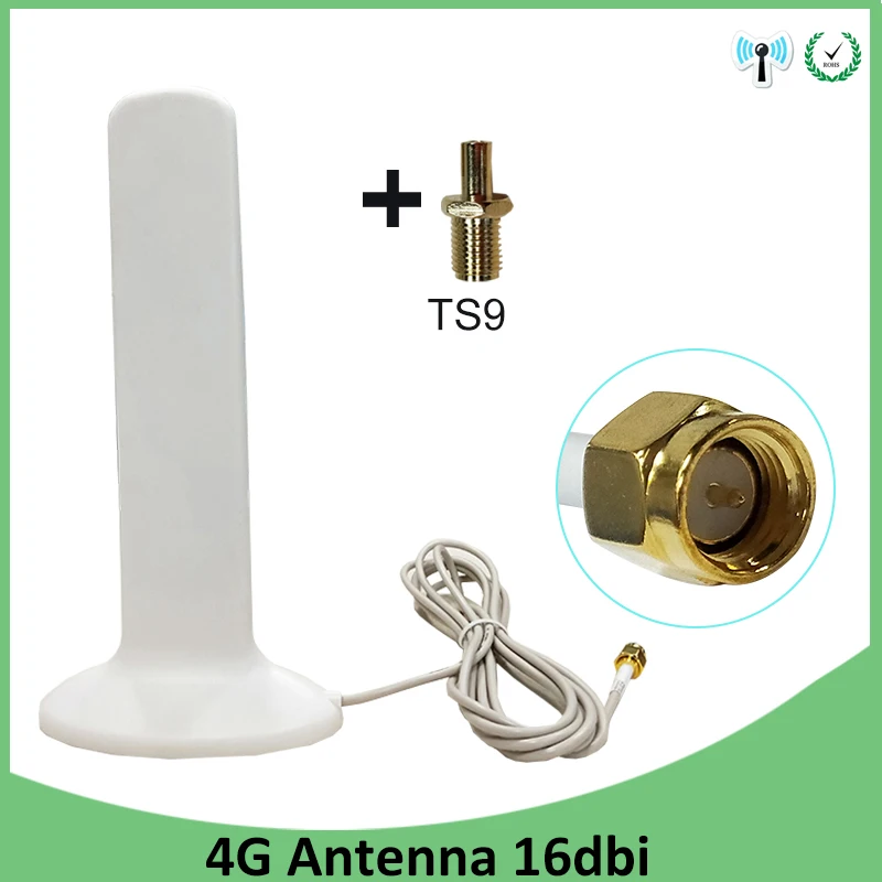 Антенна GRANDWISDOM 3G 4G LTE IOT 16dbi SMA папа TS9 Соединитель с кабелем 2 м Wi-Fi антенна для