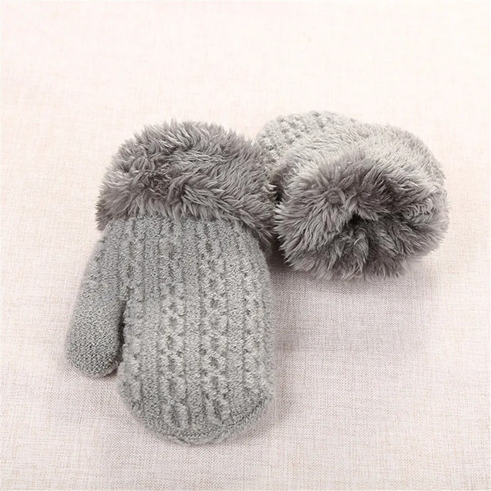 1Pair New Winter Boys Girls Cute Knitted Gloves Warm Rope Full Finger Mittens Gloves for Children Toddler Kids Gloves