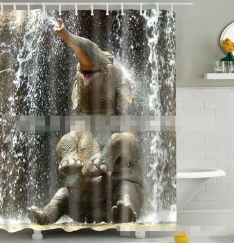 

Individual Digital Printing Polyester Bath Curtain for Bathing Elephants Shower Room Decoration Interval Curtain Accessories