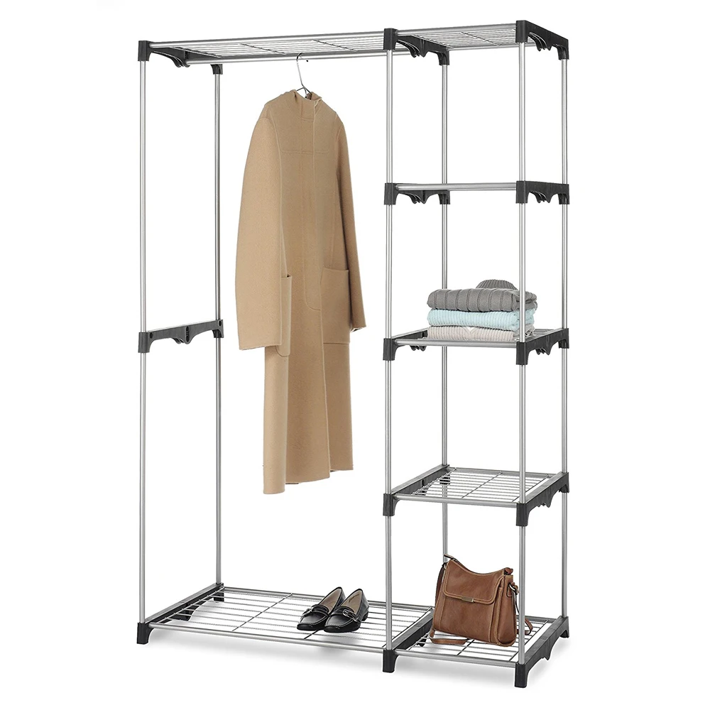 

Five-Tier Portable Practical Five-Tier Wardrobe Without Cloth Cover Silver Easy To Install For Simple Design For Classification