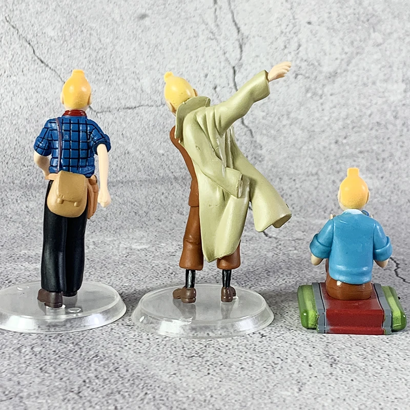 2020 6pcs/LOT 5cm- 8cm The Adventures of Tintin Figurine Tintin Snowy Blue Lotus Cartoon action Figure Collectible Model Toys