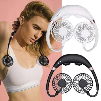 

Portable Personal Neck Hanging Fan Ultra-Quiet Mini USB Charging Massage Colorful Light Outdoor MSU88
