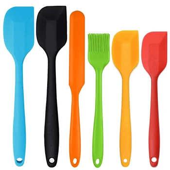 

Silicone Spatula Set Rubber Heat Resistant Non-Scratch Flexible Spatula Nonstick Cookware with Strong Stainless Set of 6