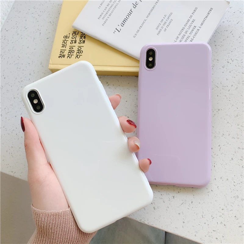 Gimfun Простой Фиолетовый Белый ТПУ телефон Csae для Iphone11 Pro Max Xs Xr X ультра тонкий глянцевый твердый Tpu чехол для iPhone 6s 7 8 Plus