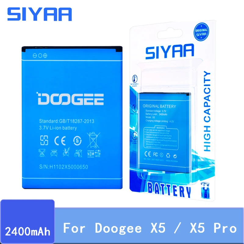 SIYAA аккумулятор Для Doogee X5 батареи высокой емкости 2400 мАч Напряжение 3,7 в Замена литий-ионного аккумулятора высокого качества