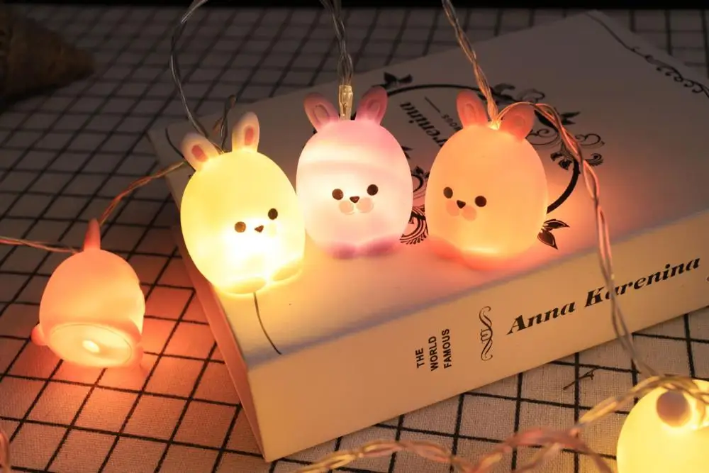 Kawaii Рождество 5 м свет единорога гирлянда кролик батарея USB малыш ночник праздник Вечеринка спальня, детская комната сказочные огни для свадьбы - Испускаемый цвет: Multicolor