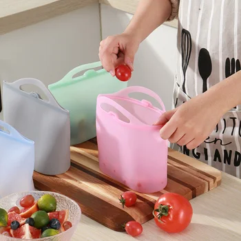 

Silicone Food Bag Ziplock Fresh Sealed Bags Reusable Snack Bag Vegetable Fruits Sandwich Bag Kitchen Food Storage Container