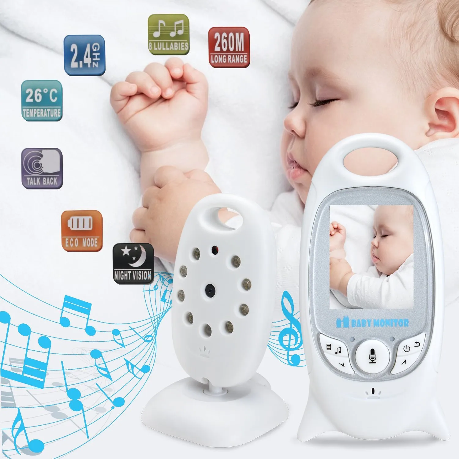 

2.4GHz Wireless Digital LCD Color Baby Monitor Audio Video Night Vision Camera Baby Monitor Sensitive Transmission Baby Care