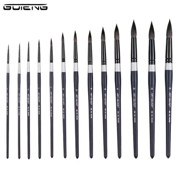

Black Velvet Hair Painting Brush Watercolor Handle Round Brushes for Artistic Gouache Wash Mop Supplies