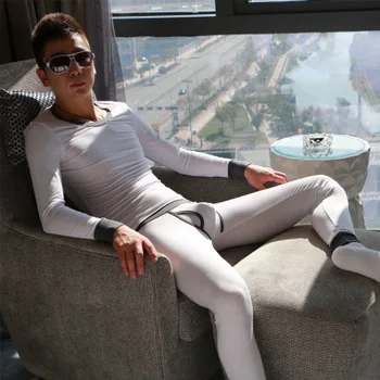 

Men's thermal underwear set modal solid color slim long Johns thermal underwear