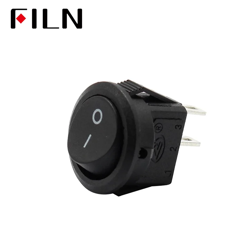 15MM Small Round Black 2-Pin 2-Files 3A250V 6A125V Rocker Switch Seesaw Power Switch for Car Dash Dashboard Toys (2)