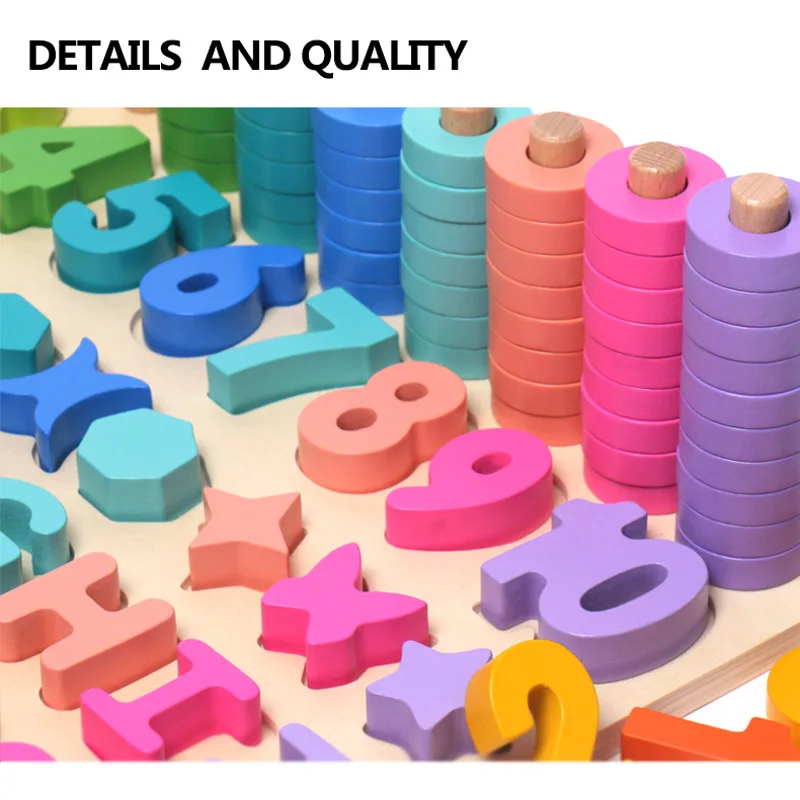 Wooden Liuhe A Pair of Plates Children's Alphanumeric Shape Color Cognitive Jigsaw Puzzle Educational Wooden Toys
