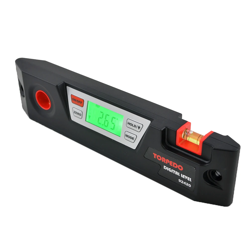 GemRed Digital Magnetic Level Digital Torpedo Level Protractor 360° LED Display with Backlight Magnet Base Audible Indicator