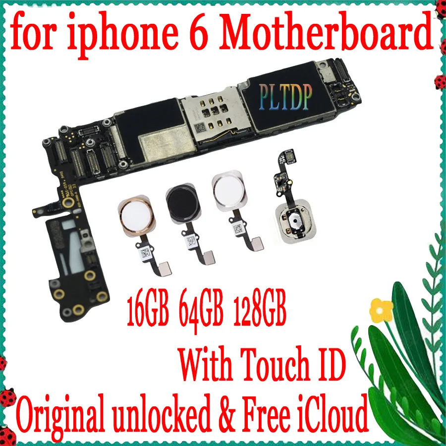 Заводская разблокированная материнская плата для iphone 6 16 Гб 64 128 ГБ с Touch ID/без ID 100%