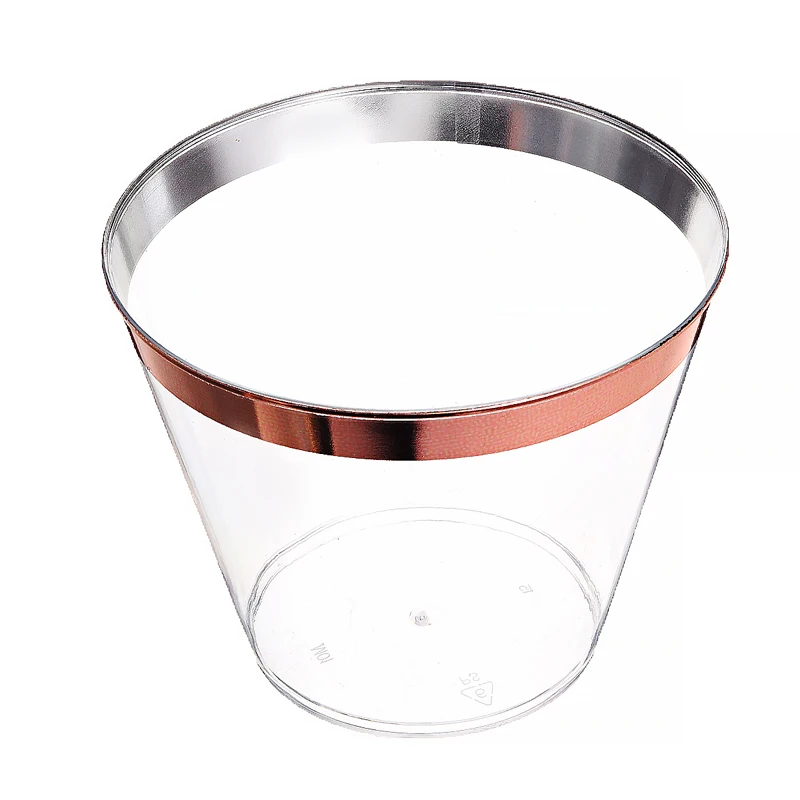 50Pcs Plastic Disposable Wine Glass Edging Supplies Fashion Wine Juice Glass Cup for Wedding Party Champagne Cocktail Cup Decor