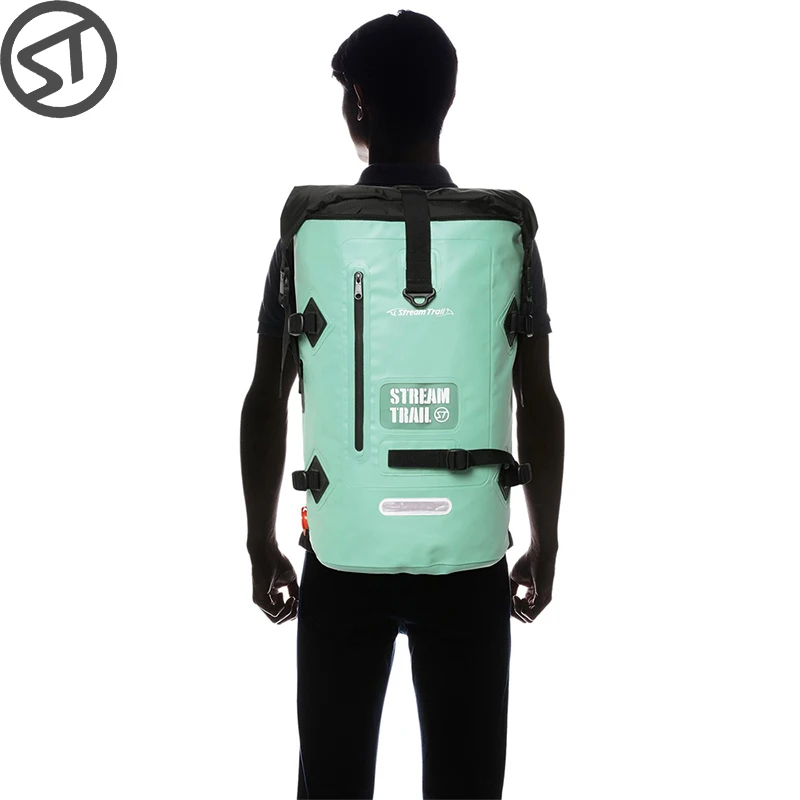 Stream Trail Waterproof Outdoor Drytank 40L D2 Backpack Dry Bag Water Resistant Daypack Heavy Duty Roll-Top Closure Padded Back