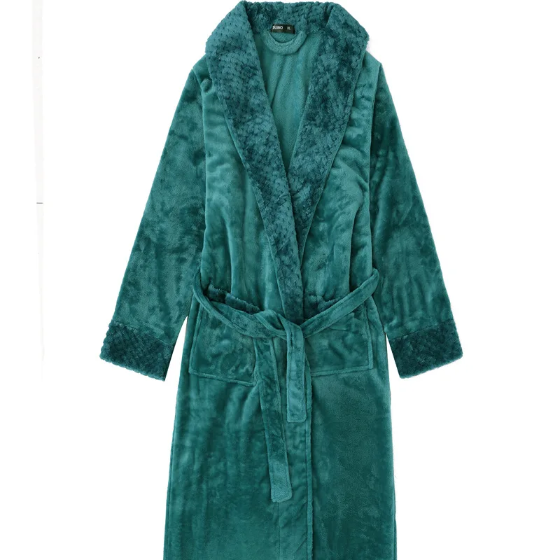 woman dark green Комфортный фланелевый банный халат изысканный велюровый Халат для влюбленных женский домашний длинный банный халат бархатный халат для пары - Цвет: woman dark green