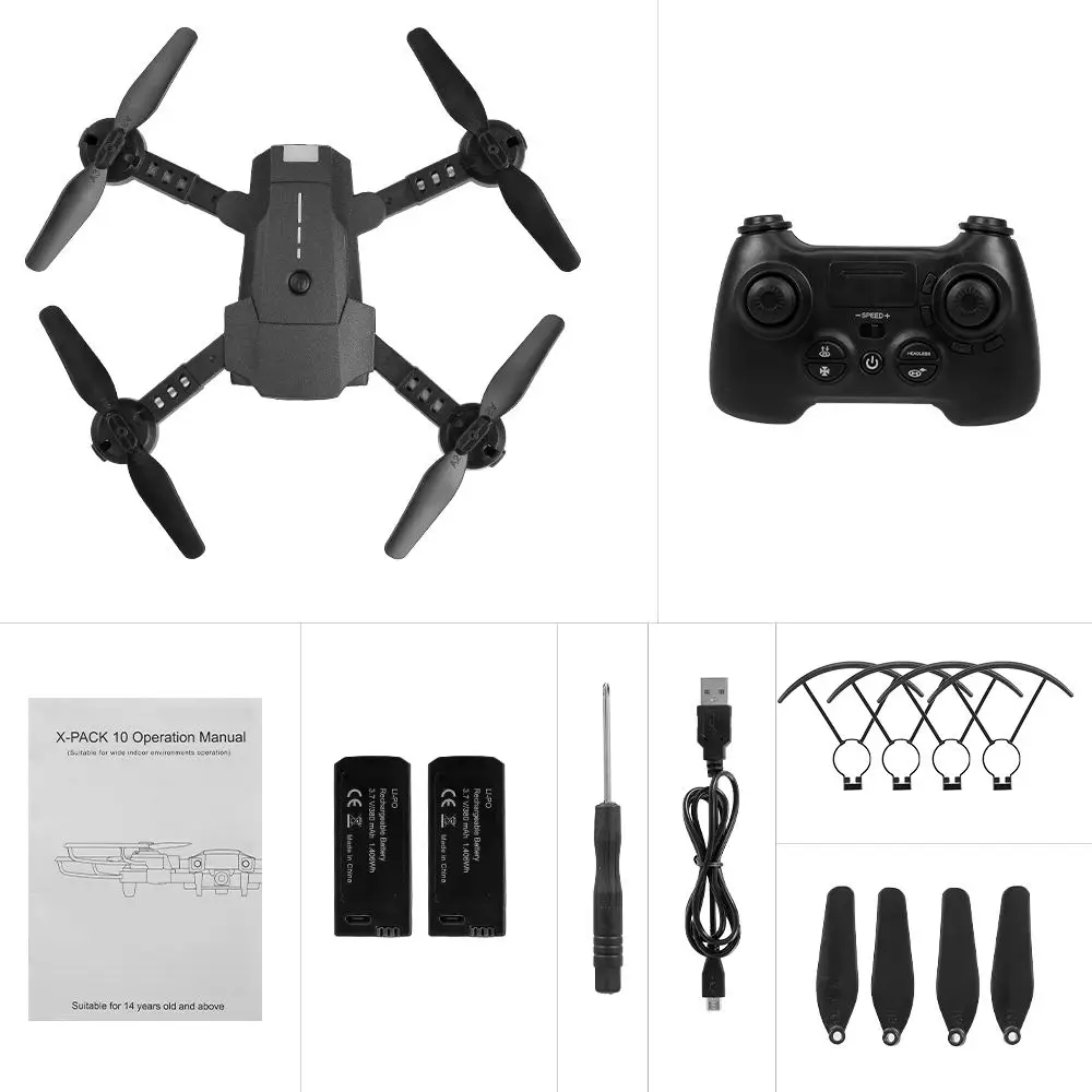 ATTOP X-PACK 10 мини дрона с дистанционным управлением 2,4G 4CH 6-Axis Gyro 3D-Flip Квадрокоптер с дистанционным управлением с безголовым режимом один ключ возврат светодиодный свет - Цвет: 2 Batteries