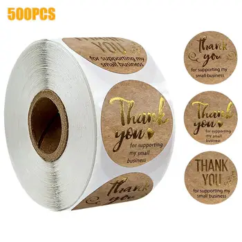 

Label Sticker Cute Natural Kraft Thank You Sticker For Cake Packaging Seal Labels