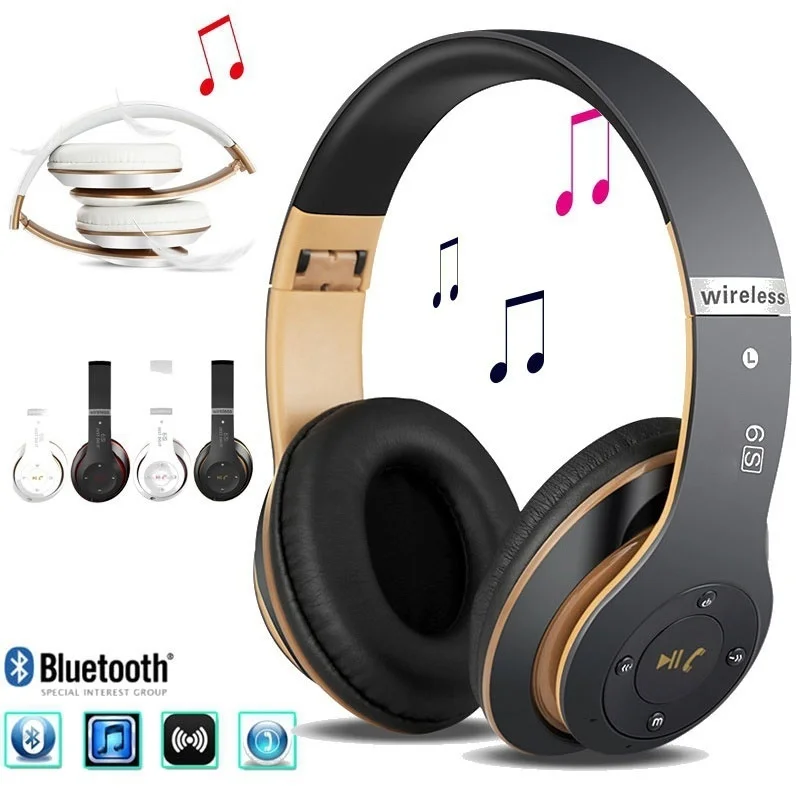 Wireless Headphones Over Ear Hi Fi Stereo Foldable Wireless Stereo Headsets Earbuds for mobile xiaomi iphone sumsamg tablet