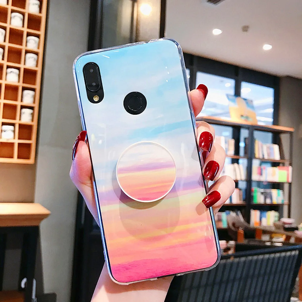 3 Мраморный чехол для Xiao mi Red mi Note 7, 8, чехол, роскошный кукольный держатель, чехол для mi 9, кольцо, мягкий ТПУ чехол, красный mi Note 6, чехол - Цвет: 3