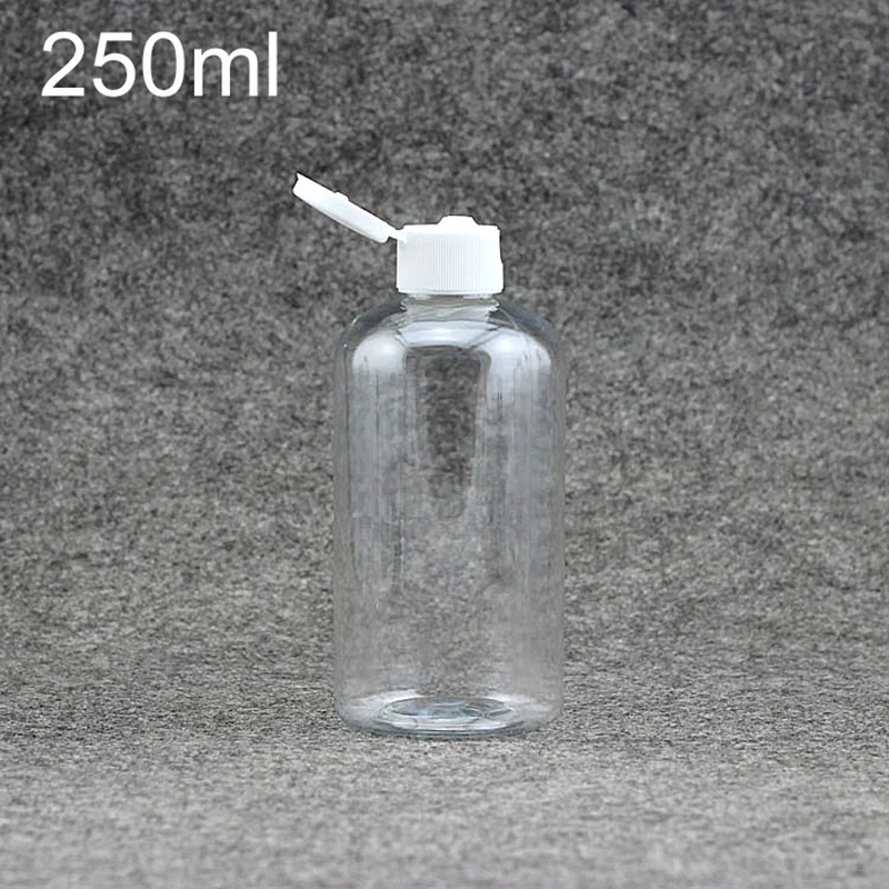 

Brown Clear Plastic 250ml Water Bottle with Flip Cap for Cosmetic Makeup Lotion Packaging Shampoo Skin Care Cream Container