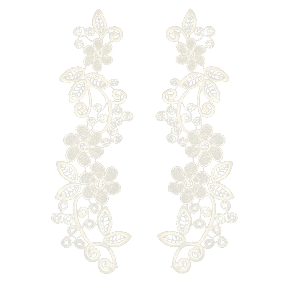 1 Pair White Embroidered Floral Neckline Lace Collar for DIY Sewing Craft 1 Pair White Embroidered Floral Neckline Lace Collar for DIY Sewing Craft