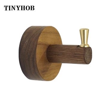 

Brass+Wood Hook Nordic Style Decorative Wall Hanging Coat Towel Clothes Robe Hook for Bedroom Kitchen Bathroom Accessories
