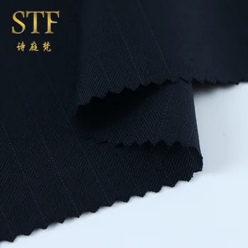 

Factory Direct Autumn and Winter Fashion Men's Suit Fabric Striped Worsted Wool Suit Fabric Spot Supply