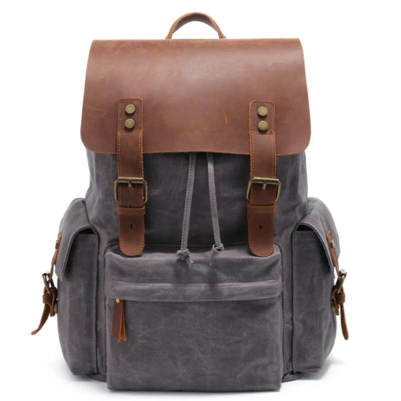 green leather rucksack