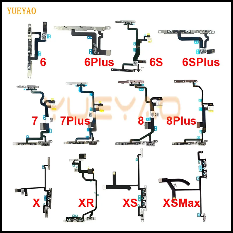 

For iPhone 6 6P 6s 6SP 7 7P 8 8 Plus X XR XS Xs max Volume Button and Silent Switch Flex Cable with Brackets Preinstalled