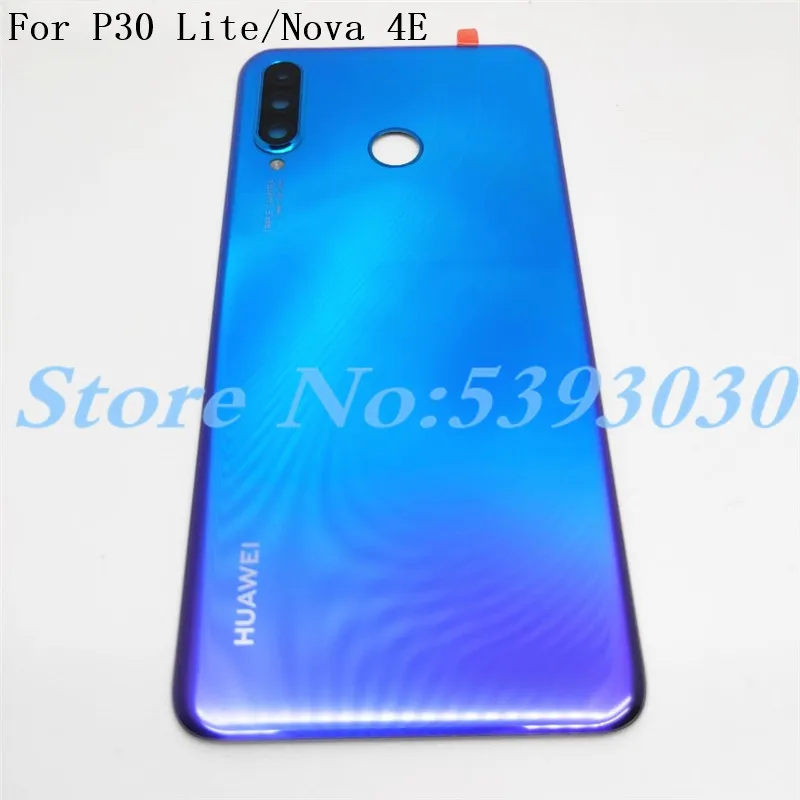 Для huawei P30 Lite крышка батареи+ камера Стекло Объектив 24MP/48MP для huawei nova 4e задняя дверь Замена Ремонт Запчасти