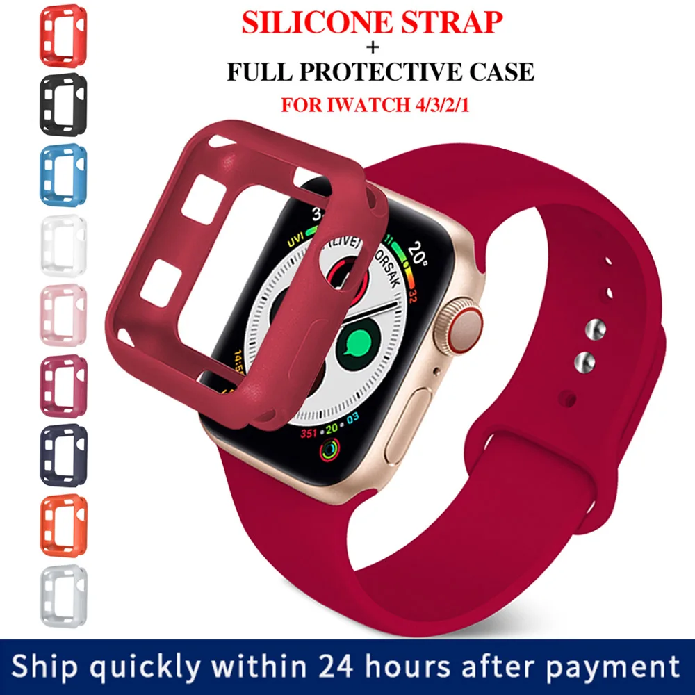 Мягкий силиконовый чехол для Apple Watch 3 2 1 42 мм 38 полная защитная оболочка iWatch 4 5 40 44