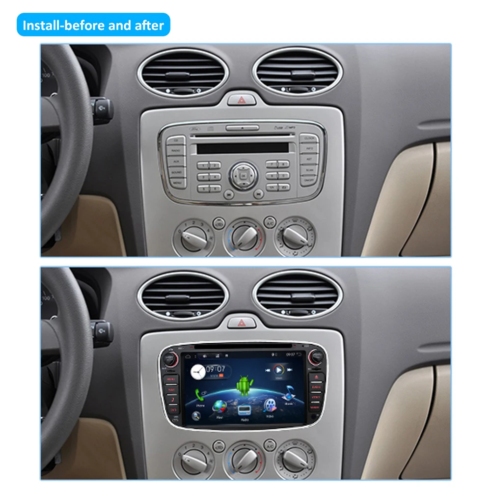 Perfect Quad core 2DIN Android 8.0 car dvd GPS car dvd for Ford focus Mondeo S-max smax Kuga c-max Connect Galaxy wifi 3/4G BT Autoradio 3