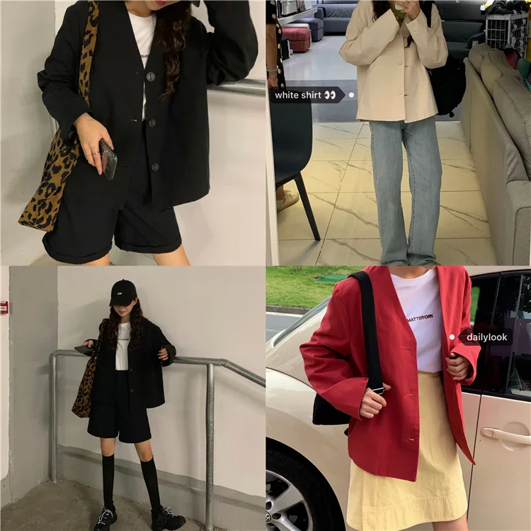 

Elegant Collarless Small Suit Coat 2019 WOMEN'S Dress Autumn New Style Korean-style Versatile Loose-Fit Slimming Online Celebrit
