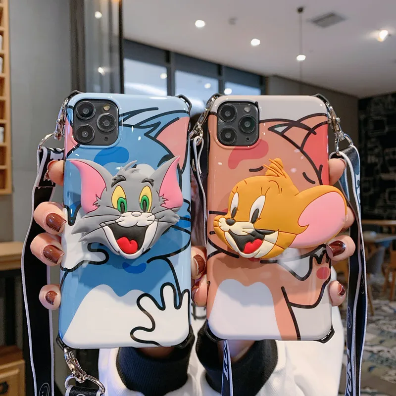 

Cute Funny Cartoon Cat Mouse Phone Case for iPhone X XS Max XR 7 8 6 6s Plus 11Pro max 11 case Matte Soft Silicone Couples cover