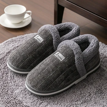 

Warm Slippers Men Winter Plus size 45 Suede Plush House shoes men Memory Foam Home mens slippers Soft Antiskid Hot sale