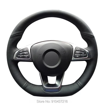 

Customize for Mercedes Benz C200 C250 C300 B250 B260 A200 A250 Sport CLA220 Drilled Black Suede Leather Steering Wheel Cover