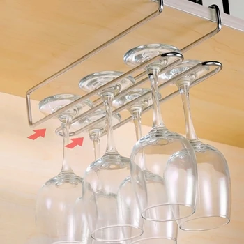 

Rail Wine Glass Stemware Rack Holder Under Cabinet Shelf Wine Glass Hanger Storage Hanging Rail within 3cm Thickness Board