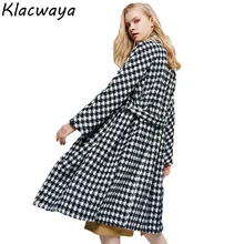 Винтажные женские элегантные клетчатые пальто зимние женские твидовые Длинные куртки с поясом теплое Женское пальто женственная куртка для девочек шик