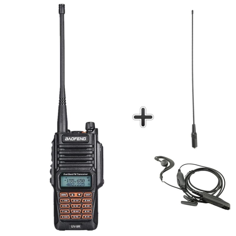 Baofeng UV-9R 8 Вт Высокая мощность IP67 PTT водонепроницаемый Walkie Talkie 10 км UV 9R Woki Toki двухстороннее радио Ham CB радио коммуникатор UV9R - Цвет: Add 1Antenna1Headset