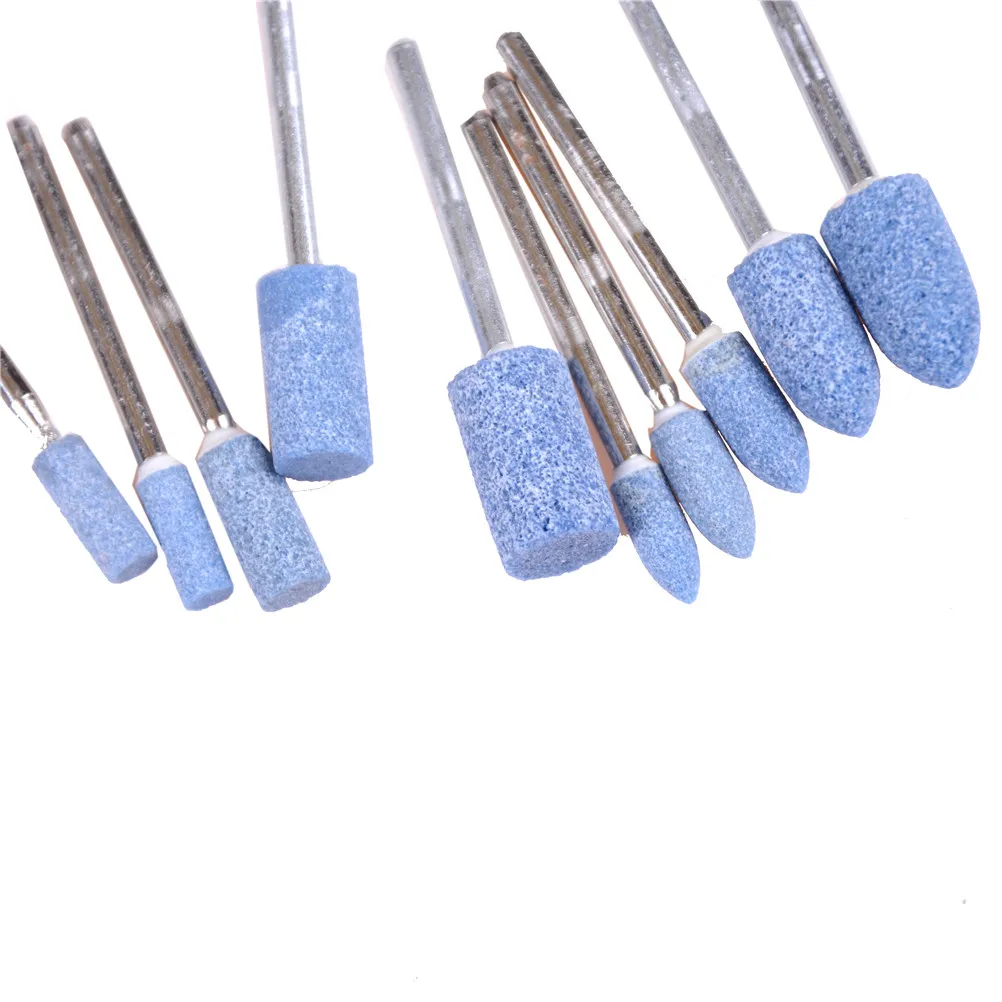10 Pcs Blue Abrasive Mounted Stone Set Rotary Multi Tool Grinding Burr Wheel 1/8 Shank Grinder Power Tools