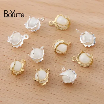 

BoYuTe (100 Pieces/Lot) Wrapped 6MM Plastic Beads Metal Brass Charms DIY Handmade Jewelry Accessories