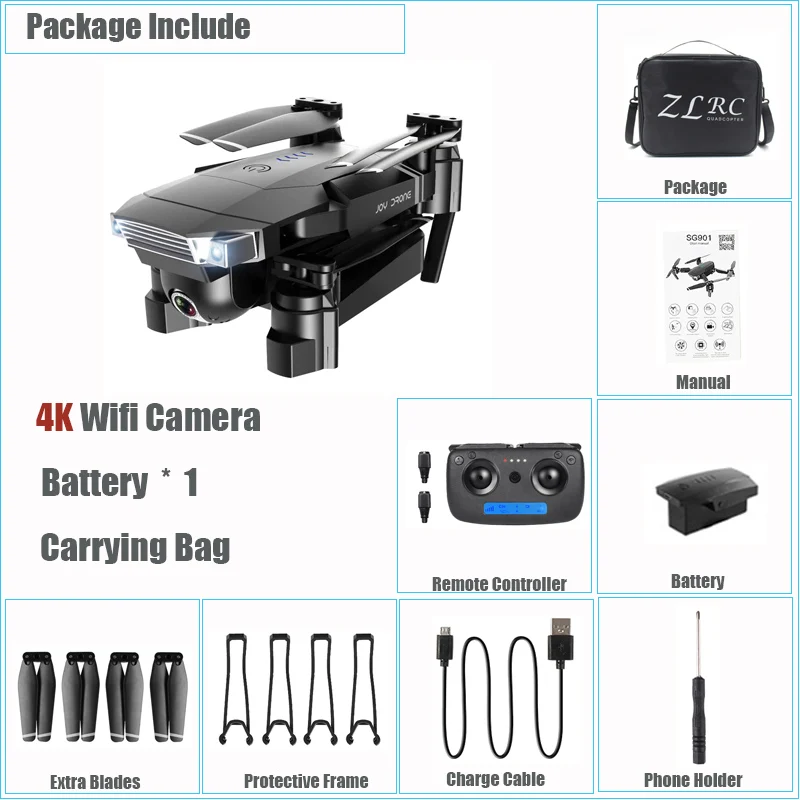 Радиоуправляемый Дрон с камерой 4K HD Wifi FPV Квадрокоптер игрушечный вертолет с двойной камерой оптический поток Следуйте за мной Дрон ручной жестовой съемки - Цвет: 4K 1BATTERY Carrybag